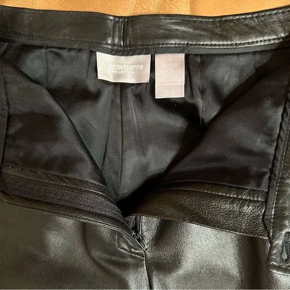 Genuine Lambskin Leather pants slacks Liz Claiborne collection Y2K size 4 - Picture 10 of 11